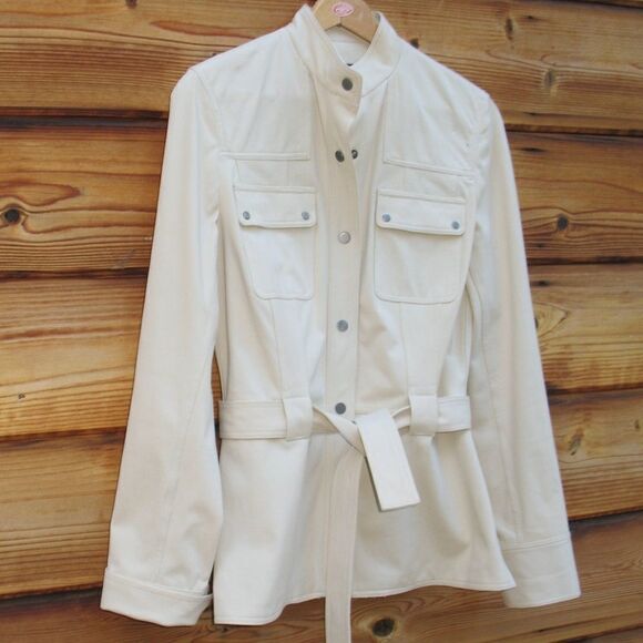 Elie Tahari Belted Tan Safari Jacket - Picture 2 of 7